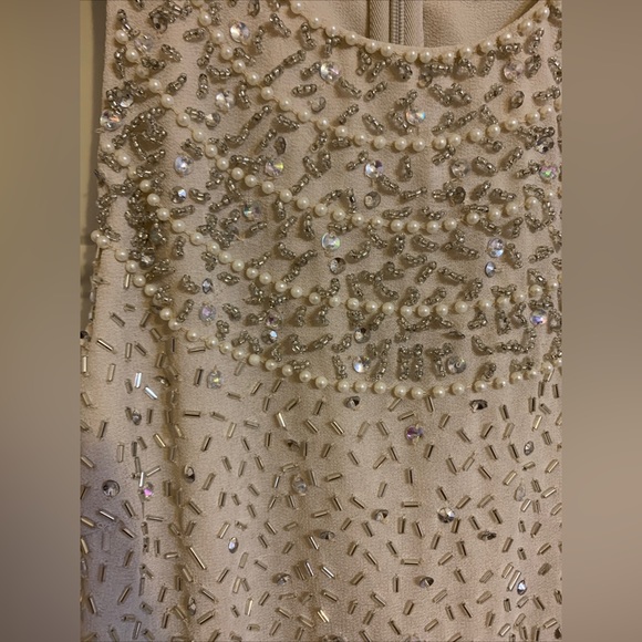 ASOS Embellished Crop Top Beaded Mini‎ Dress Women’s Ivory Beige Size US 4 - Picture 7 of 14